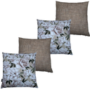 Ver imagem 1 de Kit 4 Capas de Almofada Impermeável Estampa Digital 100% Algodão Flores Branca Marrom Riscado 43CMX4