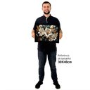 Ver imagem 2 de Quadro Decorativo Floral Luxo Flores Tons de Ouro e Azul em Moldura Caixa Tacolado Moldura Caixa 3cm