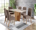 Ver imagem 1 de Mesa de Jantar Vertice 180 C. Vidro 6 Cad. Malu Amendoa - Henn