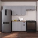 Ver imagem 1 de Armário de Cozinha Modulada Compacta Fidelitá Nara 100% MDF 4 Peças 280cm 10 Portas 2 Gavetas com