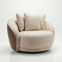Ver imagem 1 de Poltrona Giratória Veneza 122cm Tecido Bouclé Premium e Corino Design Curvo Moderno Sala Estar Quart