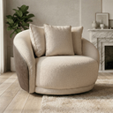 Ver imagem 2 de Poltrona Giratória Veneza 122cm Tecido Bouclé Premium e Corino Design Curvo Moderno Sala Estar Quart