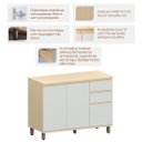 Ver imagem 2 de Balcão para Cozinha 120 Cm 3 Portas 2 Gavetas Aurora Cinza Cristal