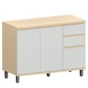Ver imagem 1 de Balcão para Cozinha 120 Cm 3 Portas 2 Gavetas Aurora Cinza Cristal