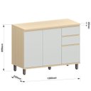 Ver imagem 4 de Balcão para Cozinha 120 Cm 3 Portas 2 Gavetas Aurora Cinza Cristal