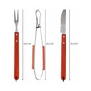 Ver imagem 2 de Kit Churrasco Wood 3 Peças Aço Inox com Cabos em Madeira Garfo Faca e Pegador