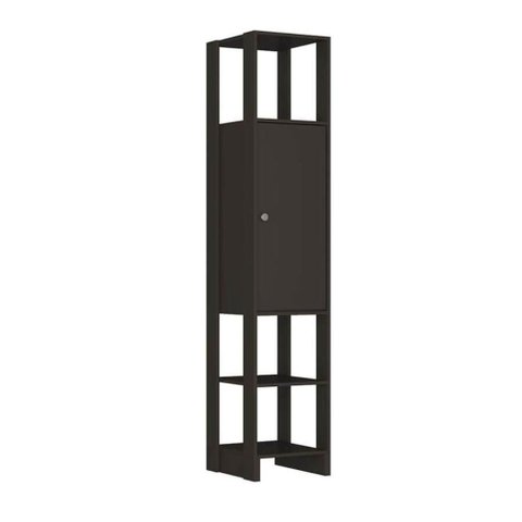 Closet com 1 Porta Contendo 2 Prateleias e 3 Nichos Externos Yes Nova Mobile Grafite Intenso