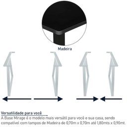 Base Pé de Mesa de Jantar Cozinha Sala Escritório Mirage para Tampos até 180cm x 90cm - Branca - 3