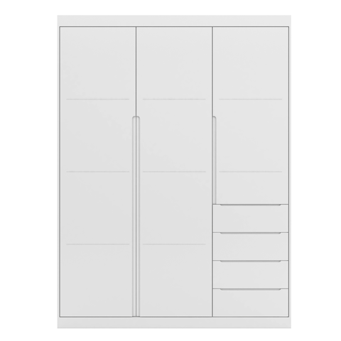 Guarda Roupa Infantil Perola 4 Portas Mdf Alto Brilho Branco Pheonix Baby
