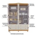 Ver imagem 5 de Guarda-Roupa de Bebê 4 Portas com Janela e 4 Gavetas 156cm 100% MDF Maya Clássico Espresso Móveis Bege/Off White/Amêndoa