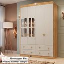 Ver imagem 7 de Guarda-Roupa de Bebê 4 Portas com Janela e 4 Gavetas 156cm 100% MDF Maya Clássico Espresso Móveis Bege/Off White/Amêndoa