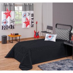 Solteiro Colcha Juvenil Infantil Menino 4 Peças Preto - 1
