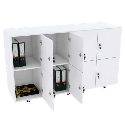 ESCANINHO GUARDA VOLUMES LOCKER 8 PORTAS COM RODÍZIO M520.B MUNDI MOVEIS