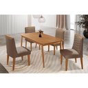 Ver imagem 1 de Sala Jantar Mesa Havana Tampo Curvo 120cm+4 Cadeiras Maldivas Madeira Naturale - Capuccino/suede