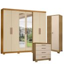 Ver imagem 1 de Guarda Roupa Casal San Diego com Espelho com Cômoda 4 Gavetas New e Armário Multiuso Versatile