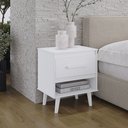 Ver imagem 4 de Mesa Cabeceira 1 Gaveta Moderna Compacta Quarto Pequeno 50cm:branco