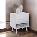 Ver imagem 3 de Mesa Cabeceira 1 Gaveta Moderna Compacta Quarto Pequeno 50cm:branco