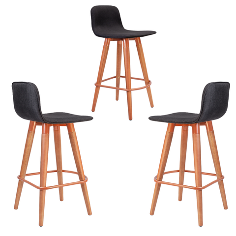 Kit 3 Meia Banquetas Línea P/ Bancadas Cobre C/ Preto