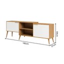Ver imagem 4 de 1. Rack para TV 180cm com 2 Portas MDF Prime Aparador Sala Pés Madeira Maciça Carvalho Off White