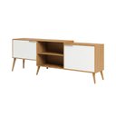 Ver imagem 6 de 1. Rack para TV 180cm com 2 Portas MDF Prime Aparador Sala Pés Madeira Maciça Carvalho Off White