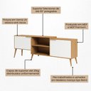 Ver imagem 2 de 1. Rack para TV 180cm com 2 Portas MDF Prime Aparador Sala Pés Madeira Maciça Carvalho Off White