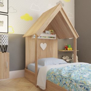 Mini Cama Infantil 1 Prateleira Casinha