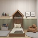 Ver imagem 3 de Mini Cama Infantil 1 Prateleira Casinha Bege/Carvalho Mel