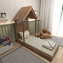 Ver imagem 5 de Mini Cama Infantil 1 Prateleira Casinha Bege/Carvalho Mel