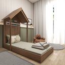 Ver imagem 4 de Mini Cama Infantil 1 Prateleira Casinha Bege/Carvalho Mel