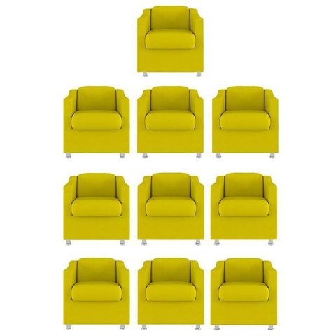 Kit 10 Poltronas Decorativa Tilla Suede Amarelo - Twdecora