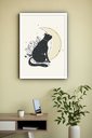 Ver imagem 1 de Quadro Decorativo Gato Preto Lua Amarela - 70x50cm:moldura Branca