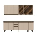 Ver imagem 1 de Cozinha Compacta Reflecta 12 Portas 2 Gavetas com Vidro 100% Mdf Duna/cristal - Henn