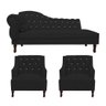 Kit Divã Cancun 185cm Braço Direito + 2 Poltronas Genesis com Strass Suede: Preto - 1