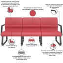 Ver imagem 3 de Cadeira Longarina 3 Lugares Recepção com Braço Pés Preto Lev P03 Vinil Vermelho - Lyam Decor