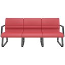 Ver imagem 1 de Cadeira Longarina 3 Lugares Recepção com Braço Pés Preto Lev P03 Vinil Vermelho - Lyam Decor