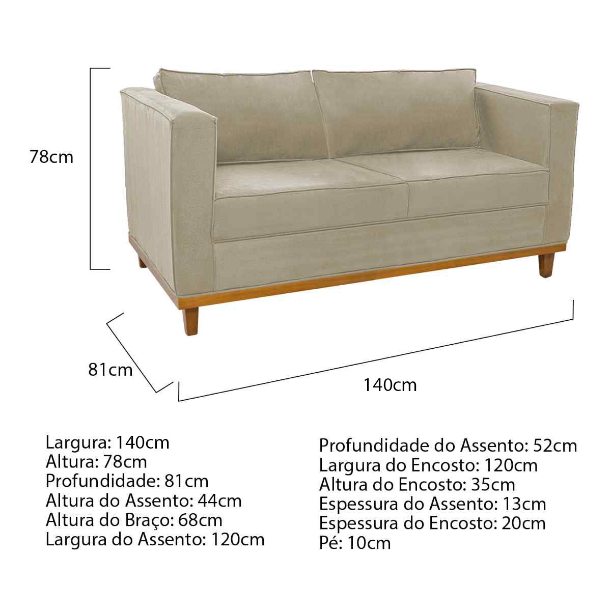 Kit Sofá 2 Lugares e 2 Poltronas Europa Linho ADJ Decor - Bege - 4