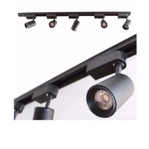 Trilho Eletrificado 1m + 4 Spot Led 7w 4000k Bivolt Preto