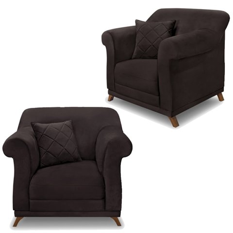 Kit 2 Poltronas Decorativas Retro Polo Suede 1102 Ezz