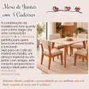 Ver imagem 3 de Jogo de Mesa de Jantar 110x80 com 4 Cadeiras de Madeira e Linho Estofada