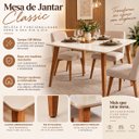 Ver imagem 4 de Jogo de Mesa de Jantar 110x80 com 4 Cadeiras de Madeira e Linho Estofada