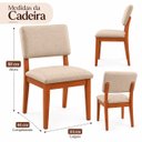 Ver imagem 7 de Jogo de Mesa de Jantar 110x80 com 4 Cadeiras de Madeira e Linho Estofada