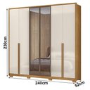 Ver imagem 5 de Guarda Roupa Casal Atacama 6 Portas Freijó Off com Vidro Reflecta com Mesa de Cabeceira Ares Freij