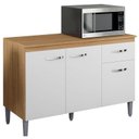 Ver imagem 1 de Balcão de Cozinha Gabriela com Tampo 120cm Amêndoa Branco - Ajl
