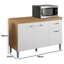 Ver imagem 2 de Balcão de Cozinha Gabriela com Tampo 120cm Amêndoa Branco - Ajl