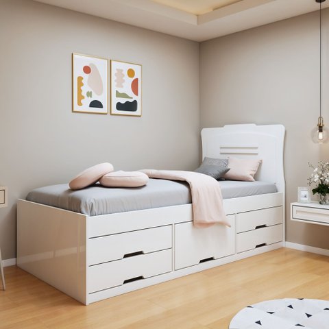 Cama Solteiro 5 Gavetas Júlia Conquista Moveis