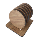 Ver imagem 1 de Porta Copos Madeira Mesa Jantar Cozinha Bar Durável 6 Unidades Circular Carvalho