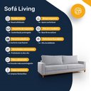 Ver imagem 3 de Sofá Living 4 Lugares Molas Fibra Siliconada Enseada Linho - Almofadas Removíveis 220cm