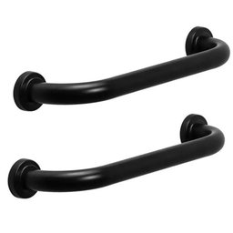 Barra de Apoio 30cm Preta Alça Inox Kit 2 Unidades Acessibilidade Deficiente Idoso Banheiro Parede - 1