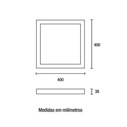 Painel de Led Blumenau Quadrado de Sobrepor 32W Bivolt 3000K Luz Amarela - 3