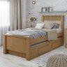 Bicama Solteiro Athenas com 2 Gavetas Amêndoa/off White - Móveis Lopas - 2